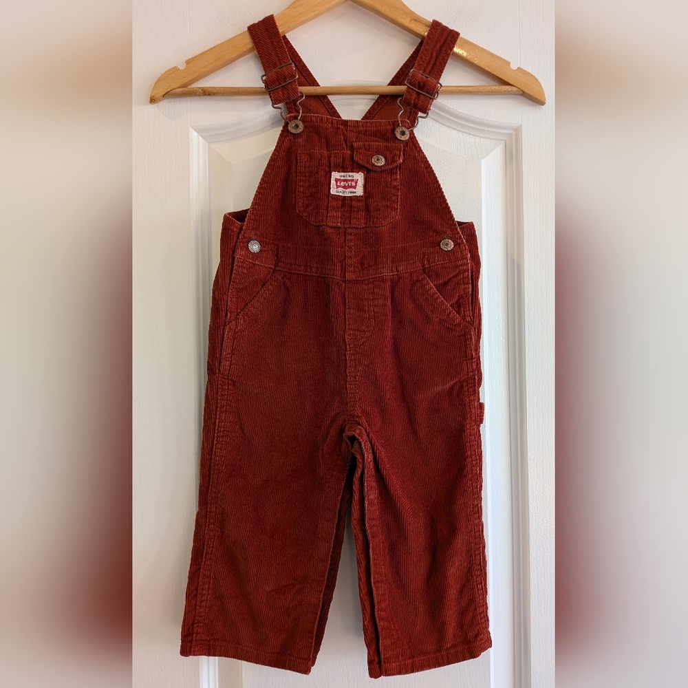 Levi’s Corduroy Overalls Rust Red Orange 100% Cotton 90s Unisex Baby Size 24M